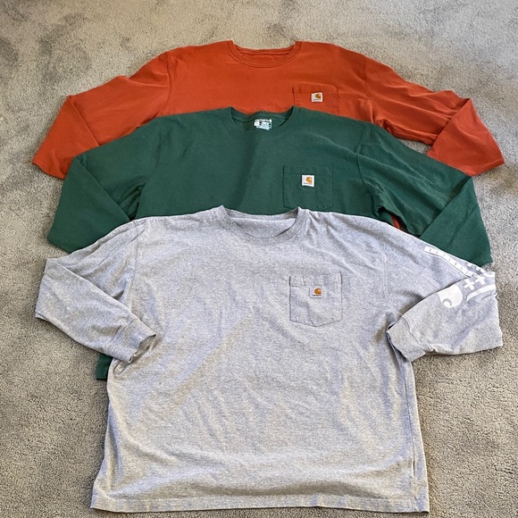 Carhartt Other - Carhartt Lot of 3  Men's Long Sleeve Tees - Gray, Green, Orange Sz 2XL